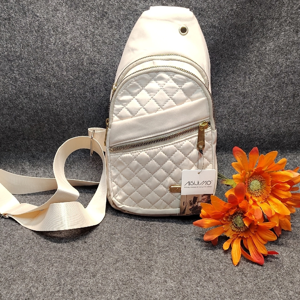 Stylish Cream Quilted Backpack by Asiaaro
